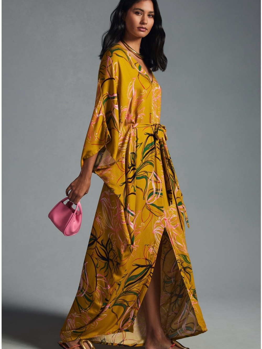 NWT Bel Kazan Belted Floral Kaftan- One Size